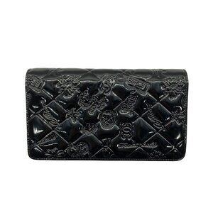 Chanel black mademoiselle Biarritz patent leather wallet